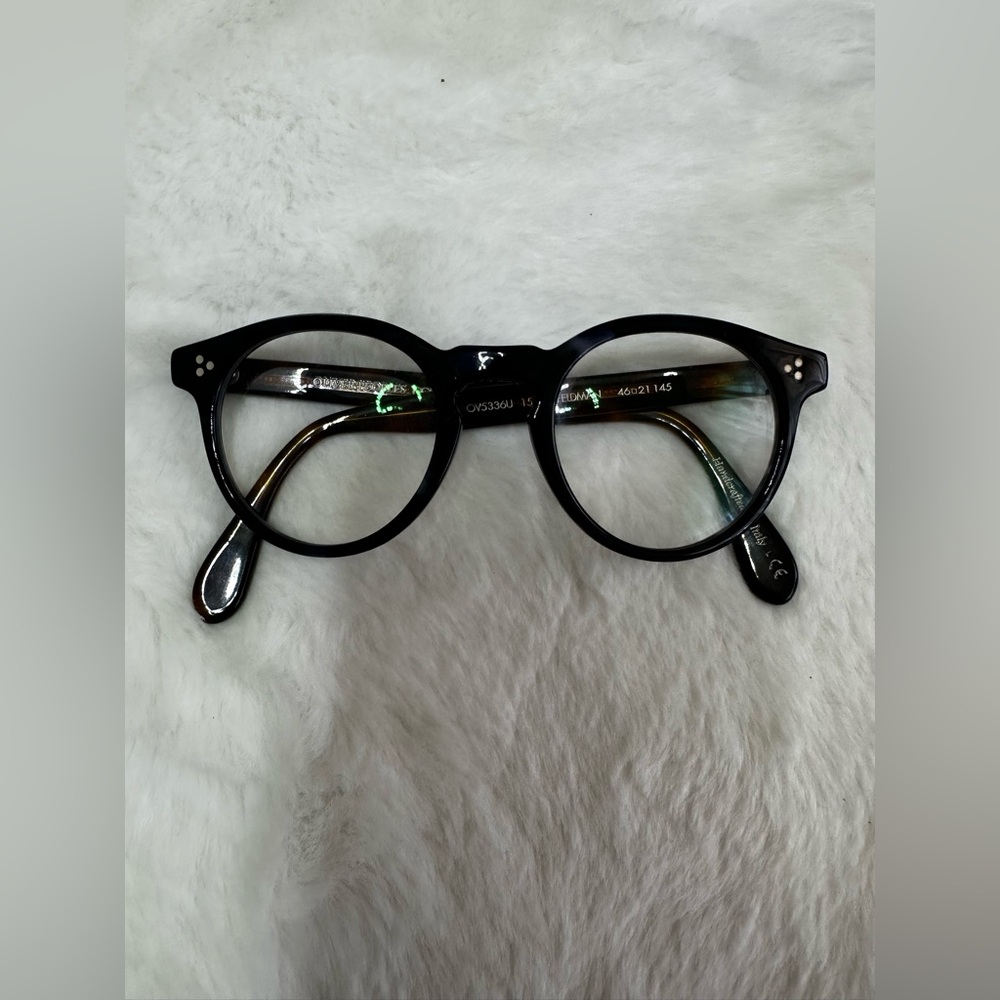 Oliver Peoples navy and brown Round optical glasses